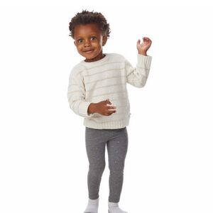 New! DKNY Girls’ Chenille 2-Piece Set 18M White & Gold Sweater Gray Leggings NWT